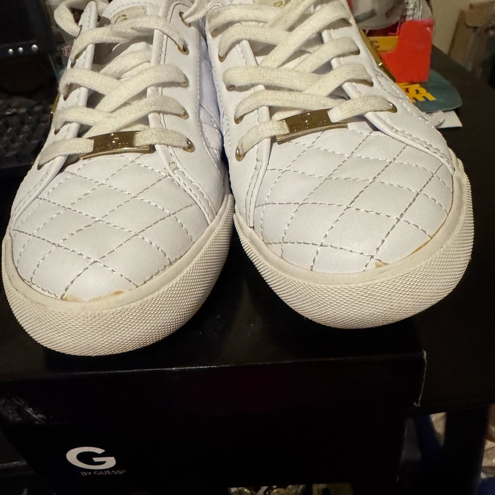 “Gently loved”G by Guess Quilted White Sneakers